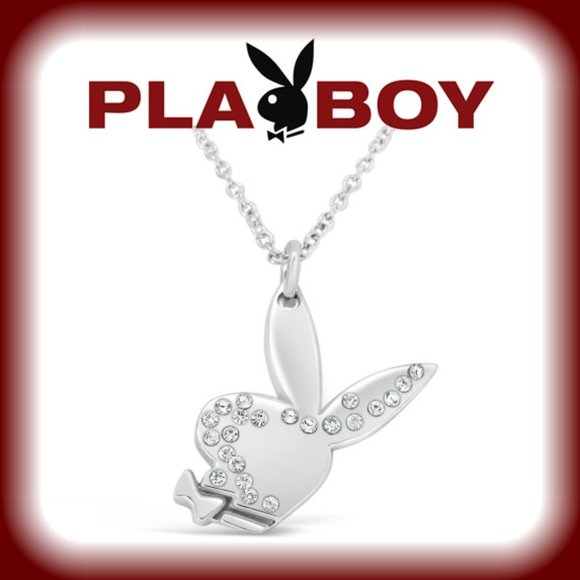 Playboy Necklace Bunny Pendant Swarovski Crystals NWT Authentic RARE Licensed xo - Picture 1 of 9